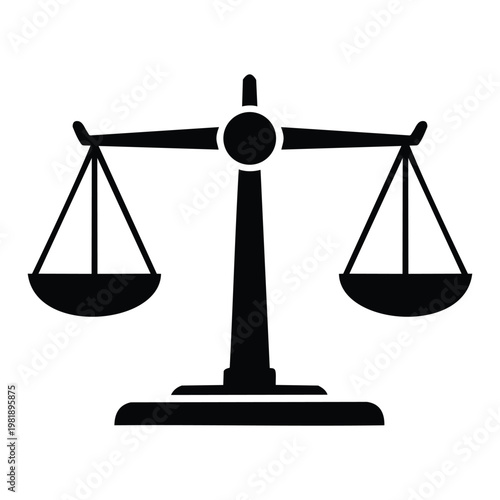 Scales of Justice Vector Icon for Legal Equality Law Firm and Judicial System Concept.