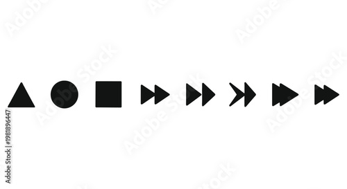Minimalist black vector media player buttons, including play, pause, stop, and fast forward controls.