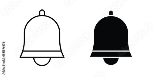 Notification icon in black and white color. Solid and linear icons