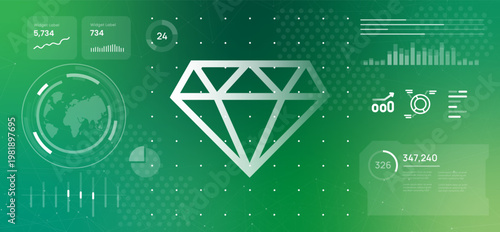 luxury value and premium quality concept featuring a large diamond gemstone icon global growth statistics market analysis and high end investment performance tracking