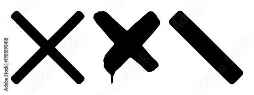 Error cross mark set with solid black icon design featuring wrong, incorrect, failure with declined and canceled symbols