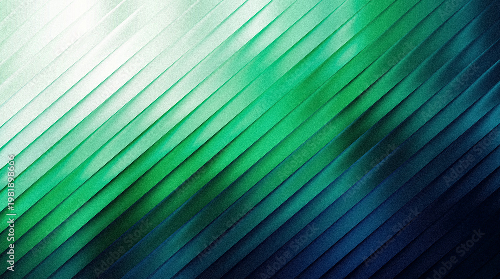 Naklejka premium Abstract background with diagonal lines and gradient transitions from white to green and dark blue, modern texture design