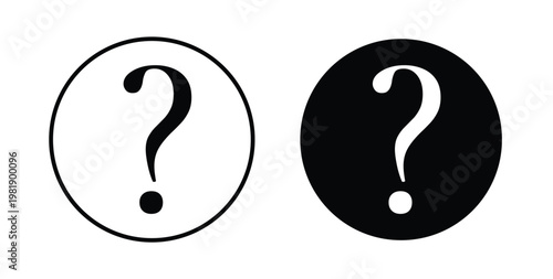 Question icon in black and white color. Solid and linear icons