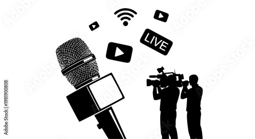 Broadcast News Vector – Reporter & Live Media Icons