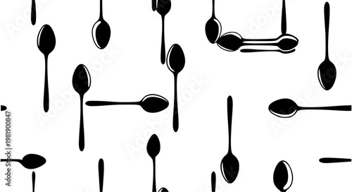 Spoon Pattern Vector – Seamless Kitchen Background Set