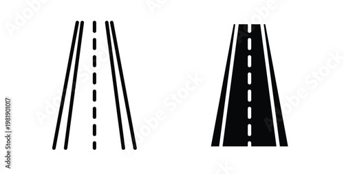 Road icon in black and white color. Solid and linear icons