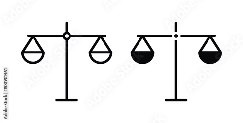 Scale icon in black and white color. Solid and linear icons