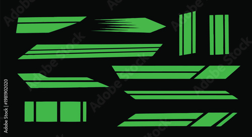 Horizontal fast moving speedline graphic decals for automobiles