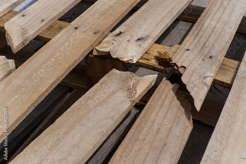 Close up of Weathered, Splintered Wooden Planks from a Discarded Pallet