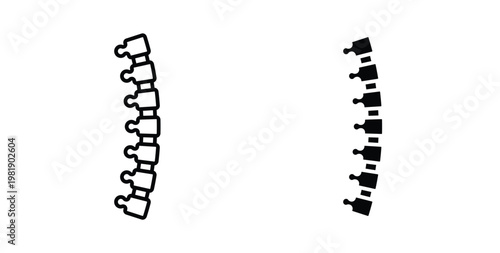 Spine icon in black and white color. Solid and linear icons