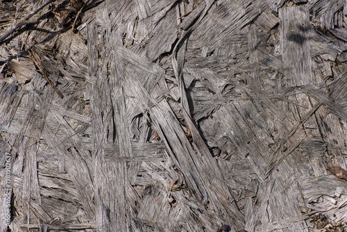 Aged Oriented Strand Board Surface Showing Detailed Rough Wooden Texture