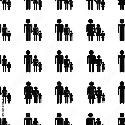 Family silhouette icons of adults and children together.