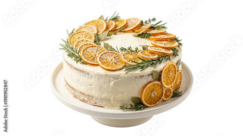 cake with dried orange slices and
herbs