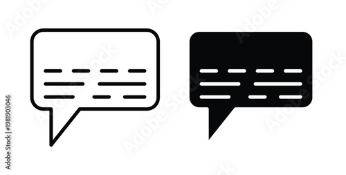 Subtitles icon in black and white color. Solid and linear icons