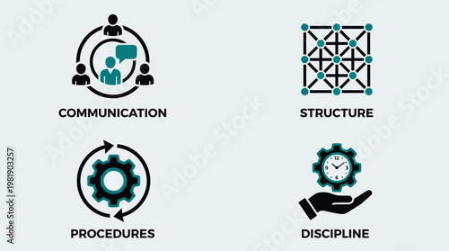 Icons representing business management concepts Vector