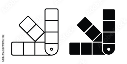 Swatch icon in black and white color. Solid and linear icons