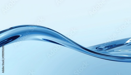Abstract close-up of a blue water wave with a smooth flowing surface and light blue background liquid motion abstract transparent background movement vitality clean water