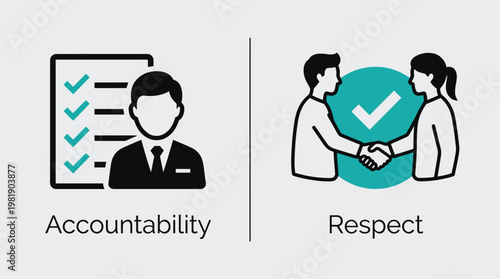 Accountability and respect icons with people Vector