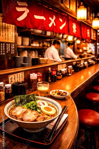Authentic Japanese Ramen in Cozy Traditional Restaurant Interior