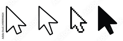 Set of hand cursor icons click and cursor icons click, featuring modern arrow pointers, selecting fingers, link indicators, and digital navigation symbols for website user. computer mouse pointer icon