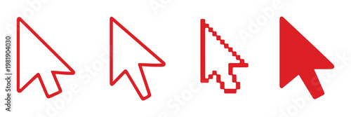 cursor icons set hand pointer click arrow vector collection. Computer mouse cursor and hand pointer icon collection for digital UI and web design projects in black and white vector style. EPS 10. 