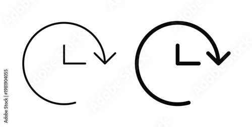 Time forward icon in black and white color. Solid and linear icons