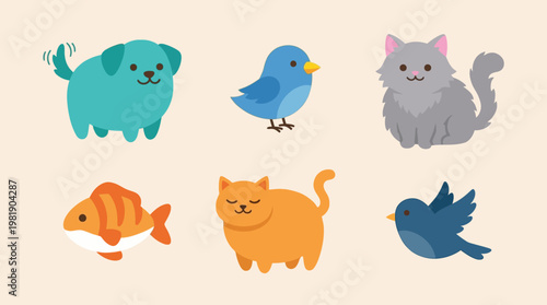 Colorful cartoon animals for kids.