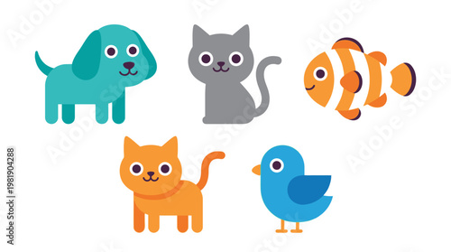 Colorful cartoon animals for kids.