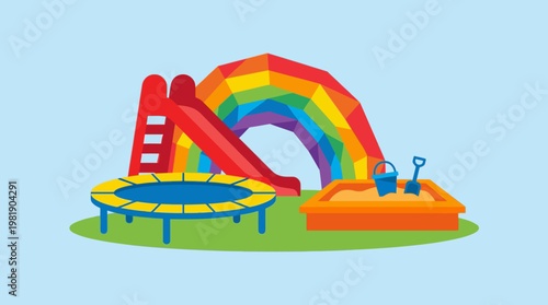 Colorful inflatable playground for kids fun.