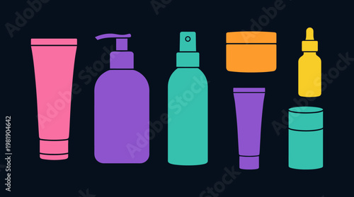 Colorful array of cosmetic products.