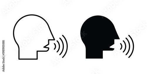 Voice icon in black and white color. Solid and linear icons