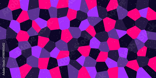 Neon pink violet dark blue Voronoi polygon abstract background