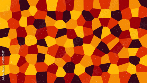 Warm orange red Voronoi polygon abstract background