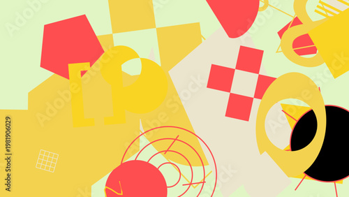 Tableau sur toile Abstract Geometric Background with Vibrant Shapes