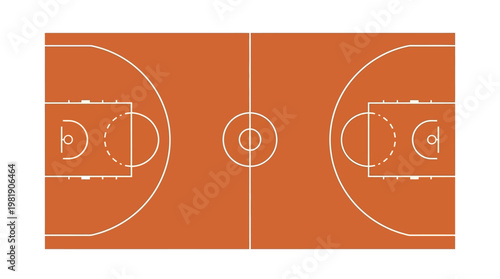 Basketball Court Diagram: A detailed schematic representation of a standard basketball court, showcasing all essential features with precise lines and markings.