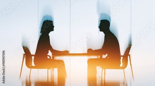Communication listening empathy over shoulder office discussion scene no face visible warm lighting minimal decor calm professional tone