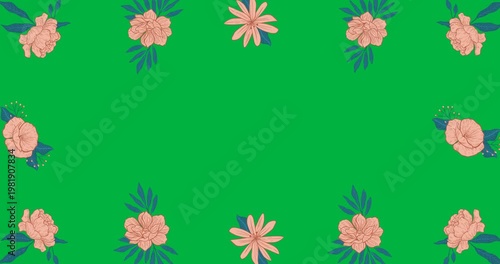 Loop starting, decorative floral frame remaining static on transparent canvas to frame content