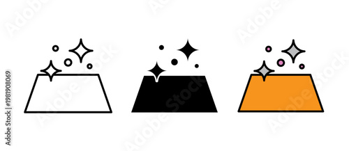 Clean surface icon hygiene symbol, sanitation, cleanliness, stroke filled and colored icon set.