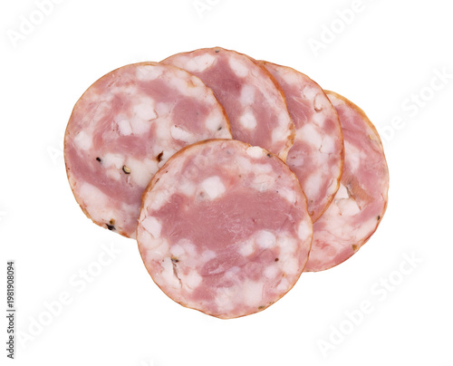 round piece of sausage isolated