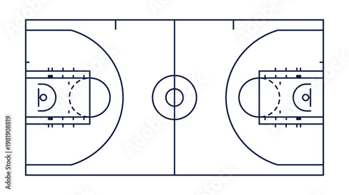 Basketball Court Blueprint: A clear, top-down blueprint of a standard basketball court, ready for strategic planning and action.