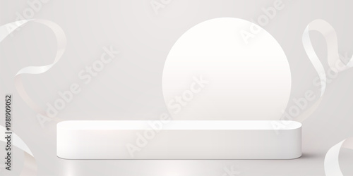 Elegant white product display stage.