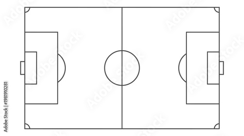 Football Field Outline: A detailed top-down view of a football field, rendered in a clean, minimalist style. Designed for the strategist, the enthusiast, and the lover of the beautiful game.
