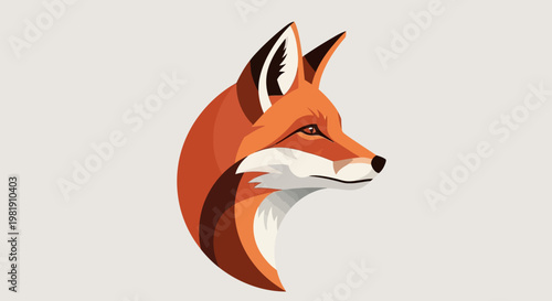 Stylized vector portrait of a clever orange fox with foxlike features.