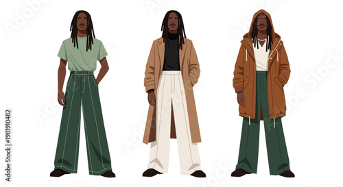 Three fashionable women modeling diverse layered outfits for urban style and streetwear inspiration.