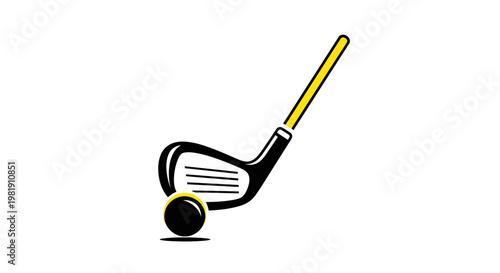 Golf Club and Ball Icon Vector Illustration