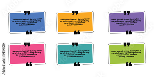 quote box frames set with quotation marks for testimonials and citations. Minimalist creative text layout elements for web and social media. Vector Illustration.
