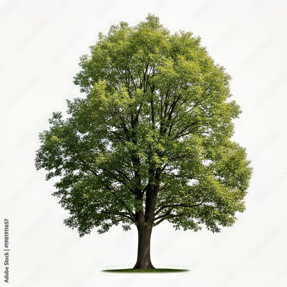 Fototapeta premium Lush Green Tree Against White Background