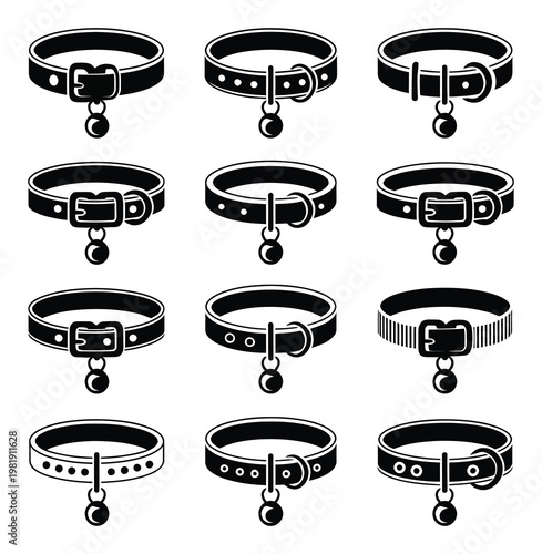 Collection of Dog Collars with Charms and Buckles