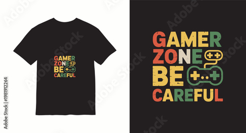 Retro gamer zone be careful graphic with controller and text.