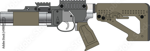 Steyr GL 40 grenade launcher side view vector illustration. Realistic Grenade launcher vector.